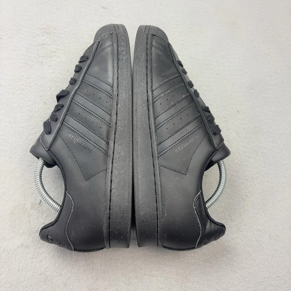 Adidas Superstar Shoes Mens Size 9.5 Black Leather Low Top Sneakers Cap Toe